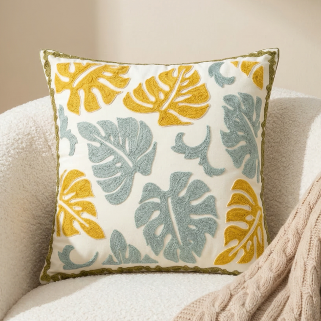 그로스엘 국산솜포함 고급자수 소파쿠션, 몬스테라