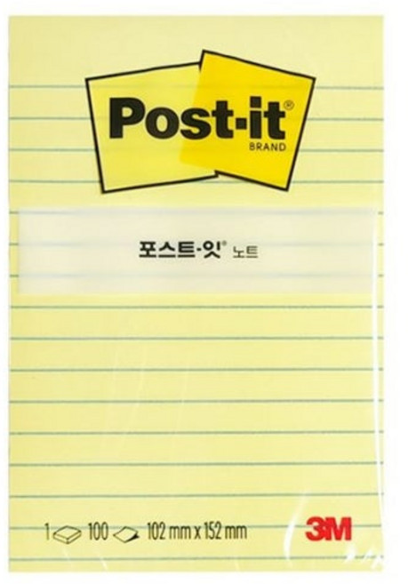 포스트잇 노트 라인 102 x 152mm 660-L, 노랑, 2개