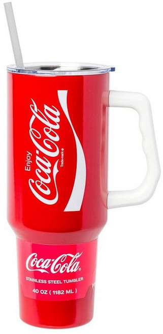 Silver Buffalo 배트맨 I am Batman 1.2L(40온스) 스테인리스 스틸 텀블러 손잡이 포함 180386, Coca-Cola Coke