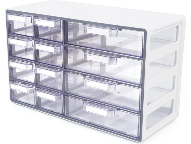 병원 주사기 물품 보관용 복합형 12단 박스 서랍장 데스크정리 사무용품 책상수납, 그레이, 그레이, 1개