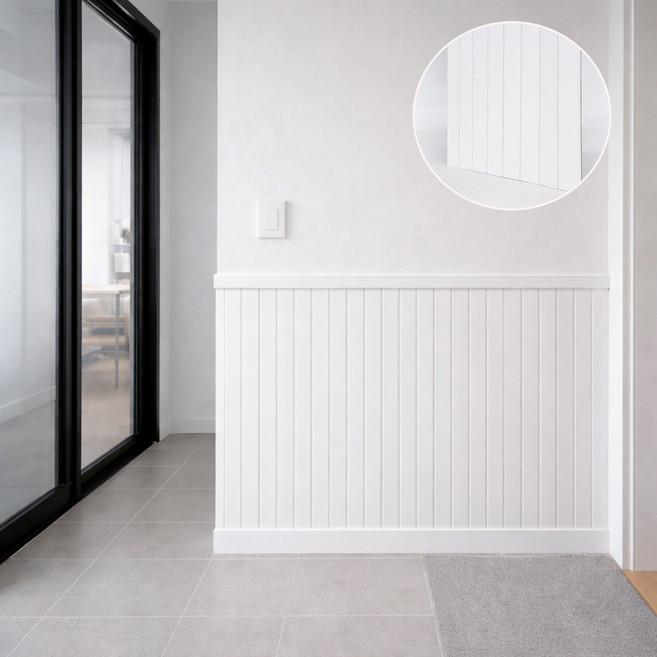 데코앤필름 접착식 루바 템바보드 벽면 가구 리폼 인테리어패널 40x100cm, 루바 화이트, 10개