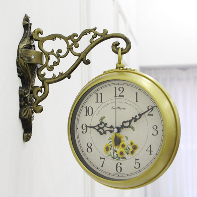 데일리데코 메피토스 양면 벽시계, 골드