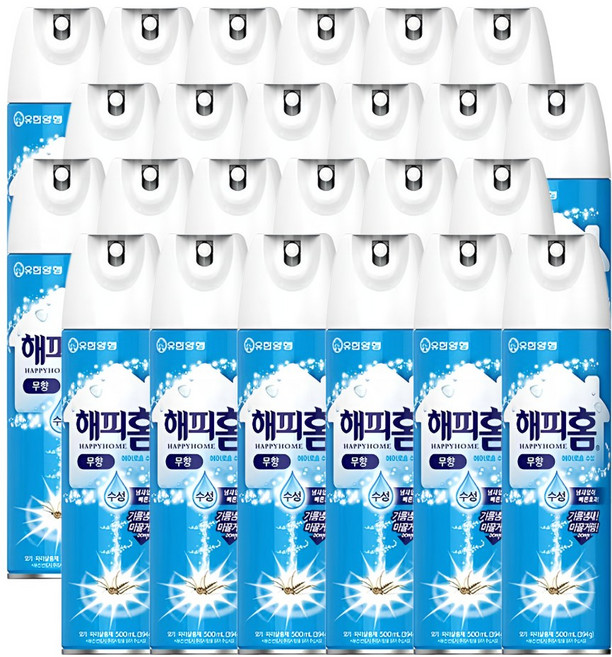 해피홈 에어로솔 수성 무향 살충제, 500ml, 24개