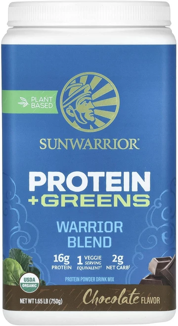 새해 건강을 선물하세요 Sunwarrior 워리어 블렌드 프로틴 + 그린스 초콜릿 750g(1.65lb) 특별관리진행, Sunwarrior워리어블렌드프로틴그린스초콜릿750g1, 750g - 쿠팡