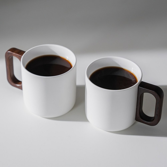 카빈스 월넛 예쁜 도자기 머그컵 400ml, 2개, 화이트