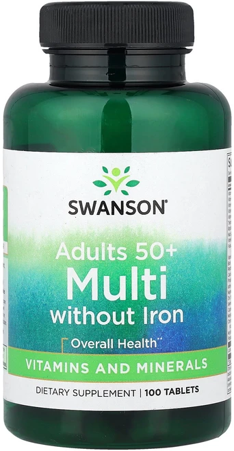 Swanson 50세 이상 성인용 종합비타민 철분 무함유 100정 Swanson (스완슨), Swanson, 50세 이상 성인용 종합비타민, 철분, 1 - 쿠팡