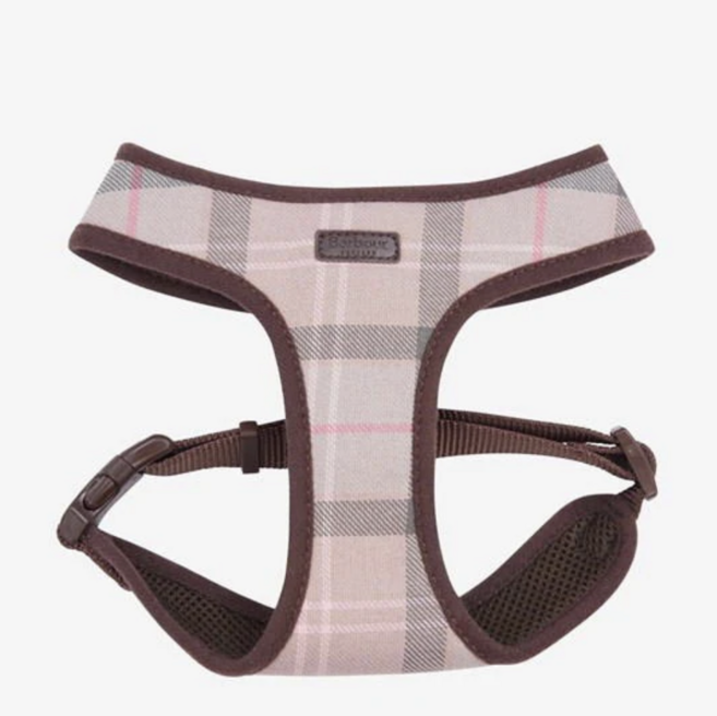 바버 BARBOUR 강아지옷 체크무늬 하네스 조끼, 핑크, 1개