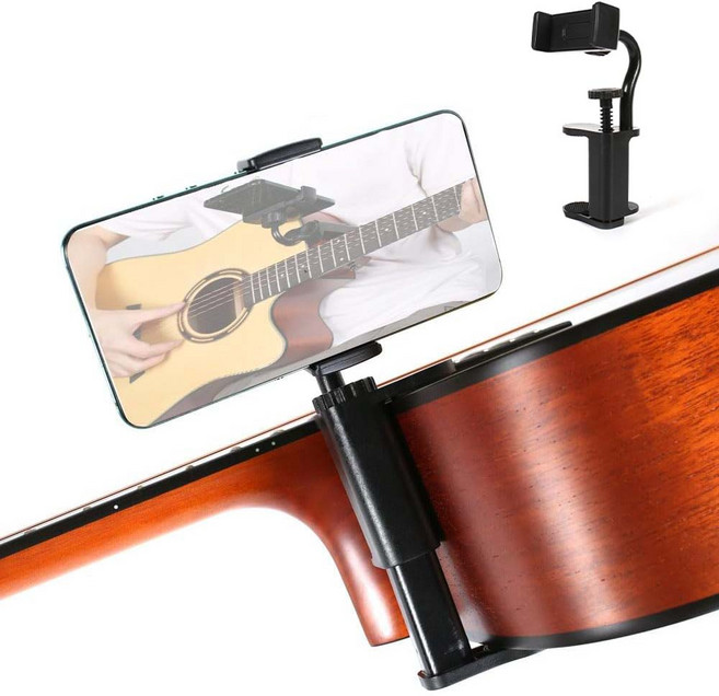루베이 휴대용 360도 조절 거치대 강력 고정 통기타/우쿨렐레/악보/휴대폰, 1개