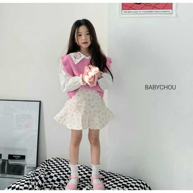 베이비슈 꽃레온스커트 봄 아기 여아 유아동 키즈 초등 플라워 프릴치마 나들이룩