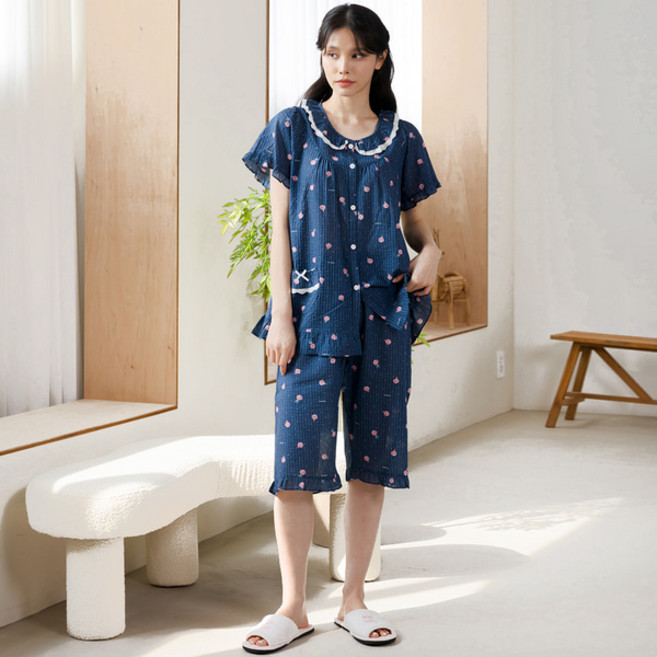 여성 잠옷 여자 파자마 반팔 투피스 상하세트 홈웨어 M5373 M아이스크림