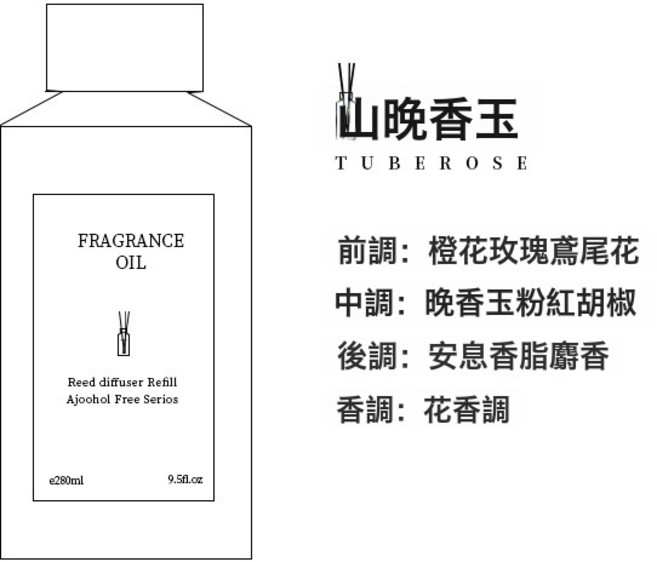 By Me 無火香薰補充液 280ml, 晚香玉:一個