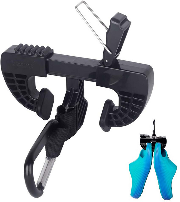 [루베이/신발집게] 멀티 슈즈 홀더 + 조절 스트랩 냄새방지 통풍 빠른 건조 축구화/농구화/등산화, 블랙, 1개