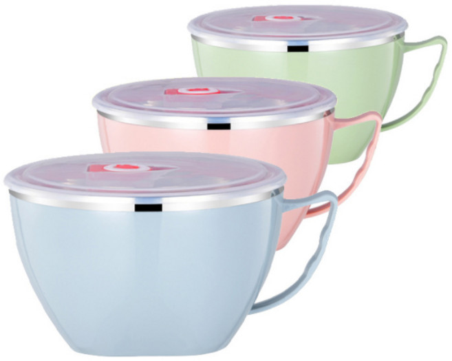 라면식기 식기 그릇 볼 간식 손잡이 캠핑 주방 스텐, 단품, 1개