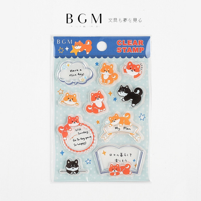 BGM 水晶印章 透明印章 便籤柴犬, 1個