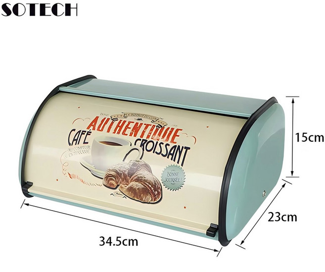 금속 빵 보관함 브레드박스 블랙 보관 용기 주방 조리대용 상자 대용량 가정용 수납함