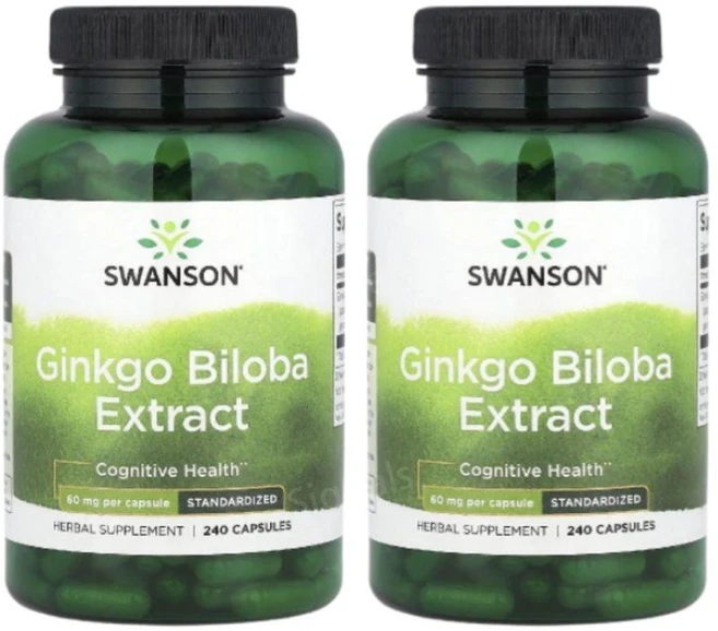 Swanson 스완슨 은행나무 추출물 60mg Ginkgo Biloba Extract, 2개, 240정 - 쿠팡