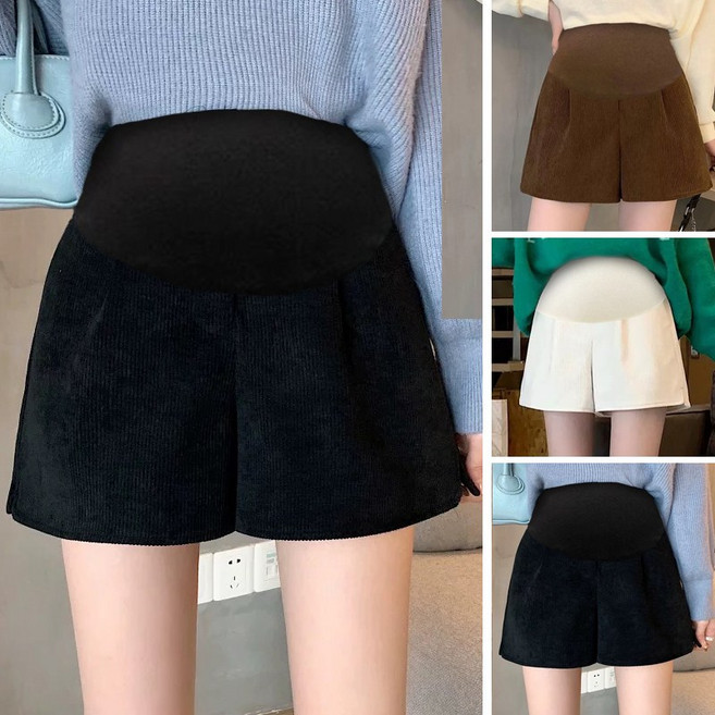 임산부겨울반바지 반바지 임부복 겨울임부복바지 보온 니트 블랙 M