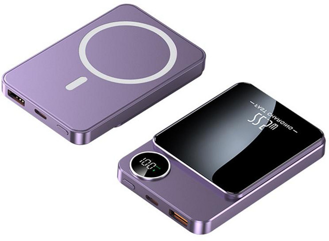 맥세이프 보조배터리 10000mAh 무선 대용량 가벼운 아이폰 갤럭시 사용가능, 퍼플