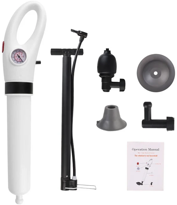 화장실 플런저 고압 배수구 플런저 막힘 제거기 하수관 막힘 해제기 에어 드레인 블래스터, 05 C White