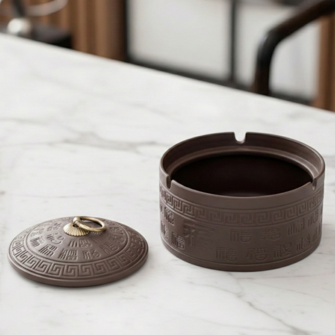 모던데이 냄새 차단 가정용 재떨이, 1개, 브라운