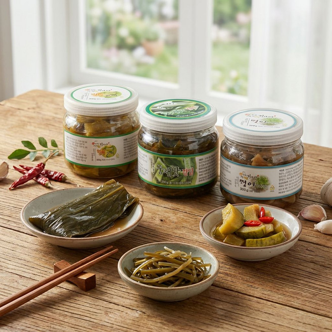 장인의 장아찌 3종 (명이300g+멜론300g+궁채장아찌300g) 절임반찬