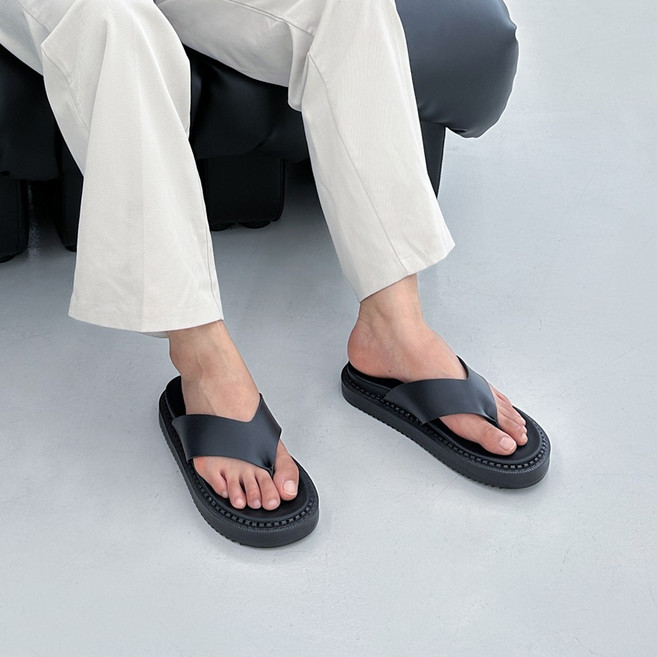 위드스텝스 남자 슬리퍼 레더 쿠션 남녀공용 쪼리 국산 키높이 4cm 2TYPE