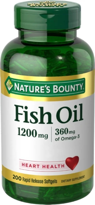 [네이쳐스 바운티] 피시 오일 1 200 mg 200 속효성 소프트 젤, 1.2L, 1.2g, 200정, 1개 - 쿠팡