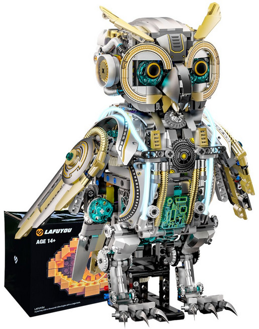 라푸유 부엉이 MOC블록 움직이는 피규어 프라모델 올빼미 모형 어른장난감 주말생활 블록선물 MOC블럭, No.13094, 1개