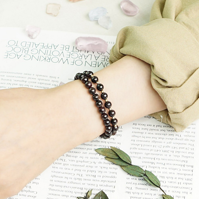 1월 탄생석 가넷 원석 팔찌 6mm 남자 여자 선물 염주팔찌