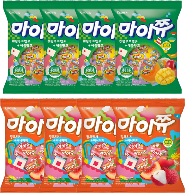 마이쮸 캔털루프멜론 애플망고+ 마이쮸 핑크리치 써니피치, 567g, 3세트