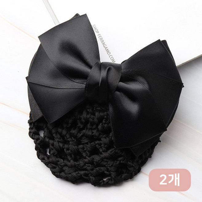 샤샤벨 3단 공단 리본 헤어망 머리망 미세망