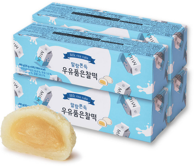 [화과방] 우유품은찰떡 (35g x 8개입), 4세트, 280g