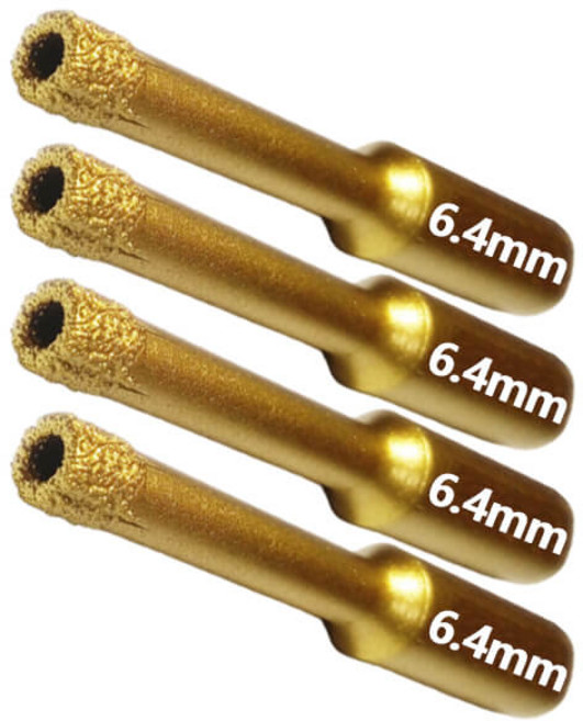 블랙불 타일 기리 6.4mm x 4pcs 유리 홀쏘 다이아몬드 코어 비트 칼브룩용, 4개