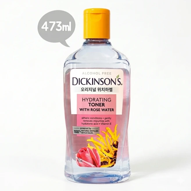 디킨슨 위치하젤 하이드레이팅 토너 위드 로즈워터 473ml, 1개 - 쿠팡