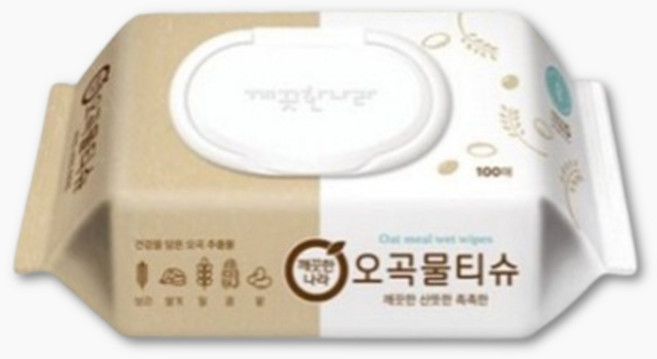 깨끗한나라 오곡물티슈 캡형100매x8개, 40g, 100개입, 8개