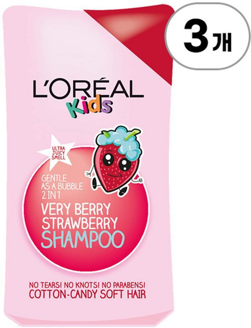로레알 키즈 베리 스트로베리 키즈 샴푸 L'Oreal Kids Berry Strawberry Shampoo 250ml, 3개