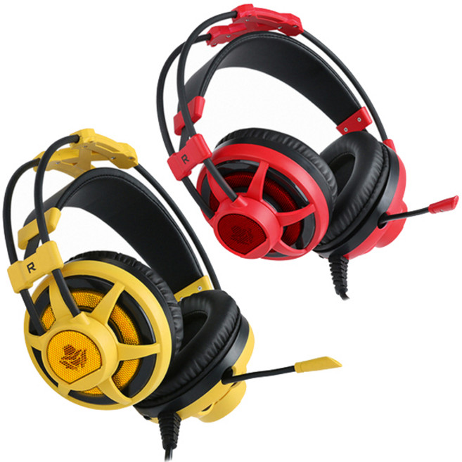 ABKO HACKER B630 버추얼 7.1 진동 LED 게이밍 헤드셋 / 마이크 인아웃 시스템 / 노이즈필터 USB케이블, HACKER B630 (레드), 레드