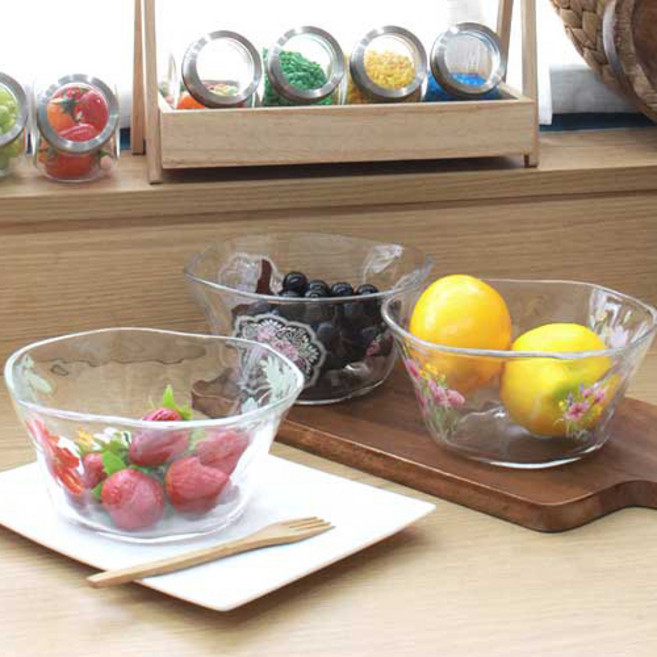 cocooning 일본 Flower 화채 빙수 아이스크림 샐러드볼 3type, 핑크플라워, 1개