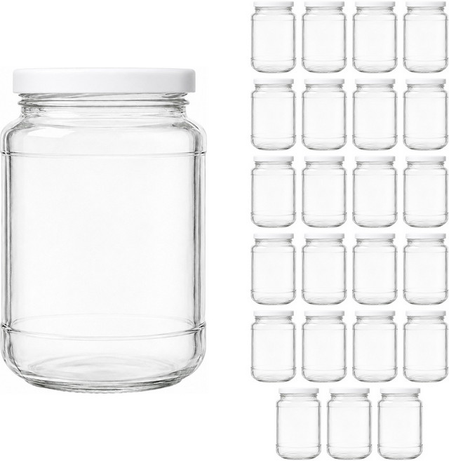 공병상회 과립490 유리병 + 러그캡/화이트 430ml, 24개