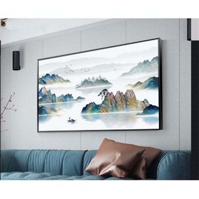 보석십자수 잔잔한 바다와 배 뱃사공 있는 고요한 배산임수 풍경 벽장식, 1세트, 120x60cm