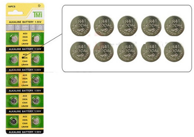 10p AG3(LR41)알카라인 버튼 건전지 건전지 밧데리 수은전지 AA건전지 AAA건전지, 10개입, 1개