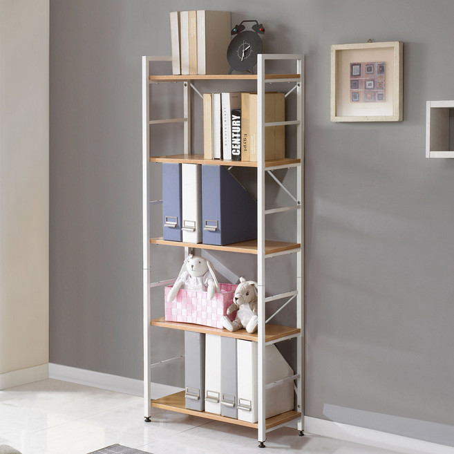키모 스틸 책꽂이 책장 5단, 화이트