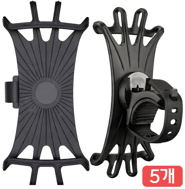 자전거 실리콘 휴대폰 거치대, 5개, 블랙