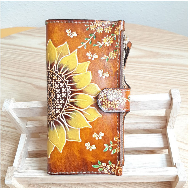 통가죽 수제폰케이스 해바라기150YB 옆지퍼형 주연공방손바느질 모든핸드폰기종제작 특별한선물