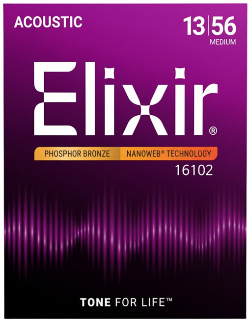 Elixir Strings 엘릭서 스트링 / 기타줄 포스포 브론즈 Medium(013-056) 16102, 1개
