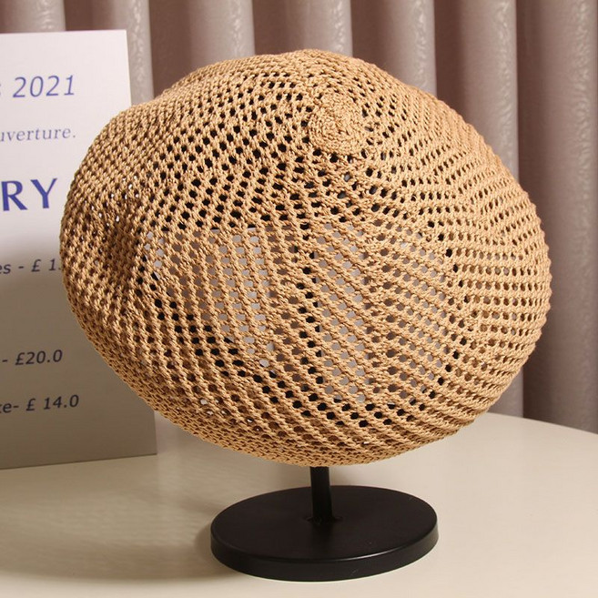 패션 여성 펀칭 니트 베레모 여름 캐주얼 니트 모자 여자 데일리 화가 모자 LT