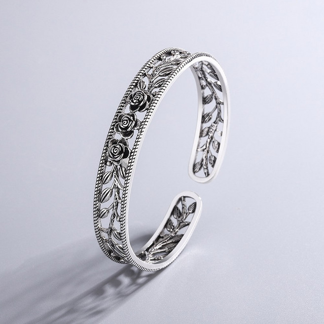 새로운 레트로 장미 팔찌 925 스털링 실버 주얼리 달콤한 오프닝 Bangles TYB119