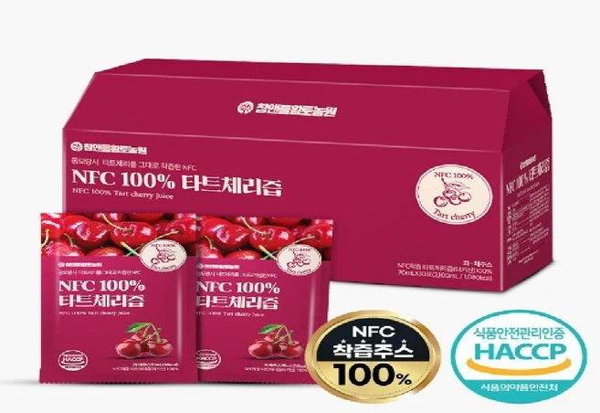 NFC 100% 타트체리즙 70ml x 30포 무첨가원액 수면개선 관절건강 파우치 건강주스, NFC타트체리즙 70ml 30포 - 쿠팡