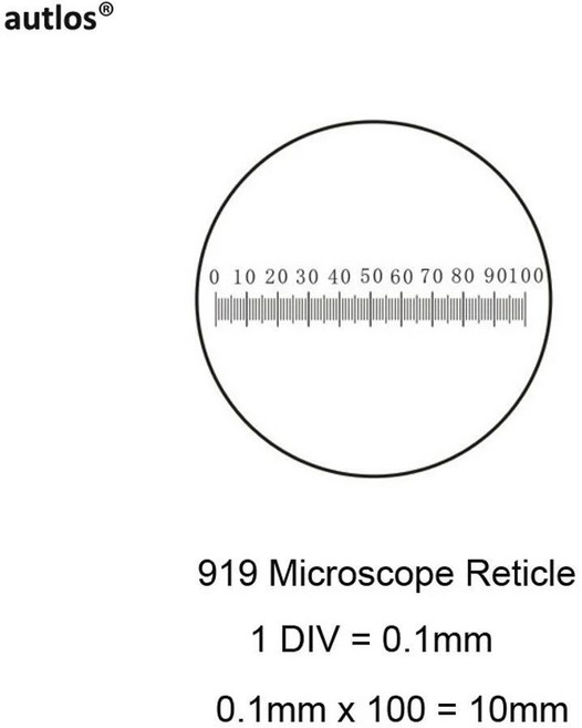 919 현미경 액세서리 눈금자 직경 측정용 mm 눈금자 접안렌즈 레티클 교정 슬라이드, 1개