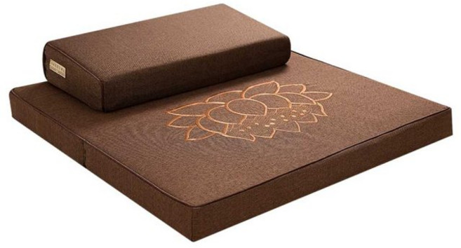 고급원단 접이식 명상 기도 수양 방석 쿠션, 브라운